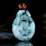 Hand-carved Jade Hollow Flowers Necklace Pendant