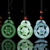Hand-carved Jade Hollow Flowers Necklace Pendant