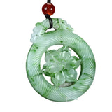 Hand-carved Jade Hollow Flowers Necklace Pendant