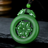 Hand-carved Jade Hollow Flowers Necklace Pendant