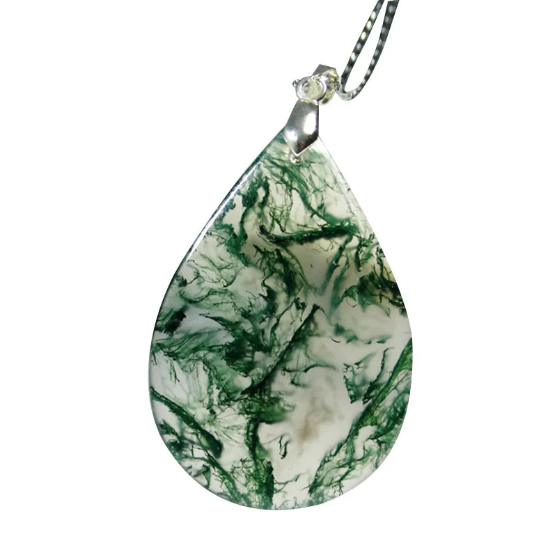 Natural Hand-carve Jade Ice Permeable Grass Necklace Pendant Men Women Luck