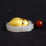 Hand-carved Jade Golden Cicada Necklace Pendant Men Women Luck