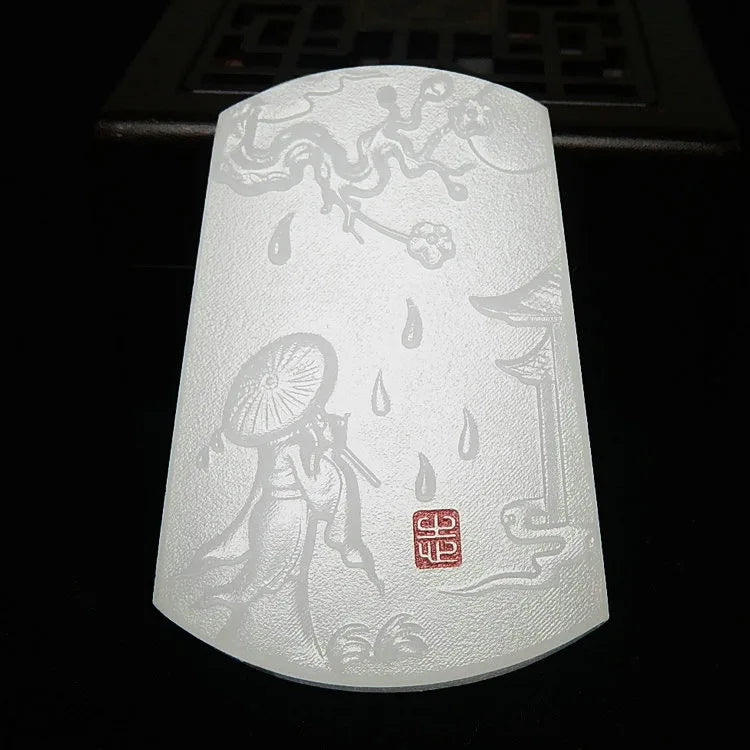 Hand-carved Jade Lady Necklace Pendant - Men Women Luck