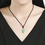 Hand-carve Jade Lucky Green Pixiu Ice Species Necklace Pendant
