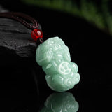 Hand-carve Jade Lucky Green Pixiu Ice Species Necklace Pendant