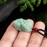 Hand-carve Jade Lucky Green Pixiu Ice Species Necklace Pendant