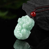 Hand-carve Jade Lucky Green Pixiu Ice Species Necklace Pendant