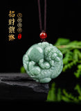 Hand-carve Jade Lucky Pixiu Necklace Pendant Men Women Luck