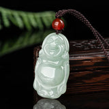 Hand-carve Jade Maitreya Buddha Necklace Pendant Jewelry Men Women Luck Amulet