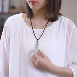 Hand-carve Jade Maitreya Buddha Necklace Pendant Jewelry Men Women Luck Amulet