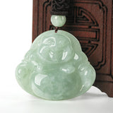 Hand-carve Jade Maitreya Buddha Necklace Pendant Luck Amulet
