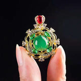 Hand-Carved Jade Necklace Pendant for Luck