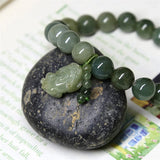 Hand-carved Jade Pixiu Bracelet for Luck