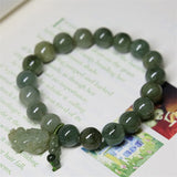 Hand-carved Jade Pixiu Bracelet for Luck