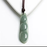Natural Jade Oil Cyan String Beans Necklace Pendant