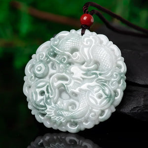 Hand-carve Jade Piaohua Dragon Necklace Pendant Jewelry Men Women