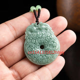 Hand-carve Jade Pingan Buckle Necklace Pendant Classic Jewelry Men Women