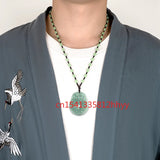 Hand-carve Jade Pingan Buckle Necklace Pendant Classic Jewelry Men Women