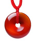Natural Hand-carve Jade Pingan Buckle Necklace Pendant Men Women Luck