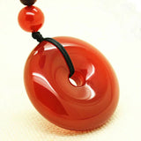 Natural Hand-carve Jade Pingan Buckle Necklace Pendant Men Women Luck