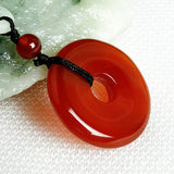 Natural Hand-carve Jade Pingan Buckle Necklace Pendant Men Women Luck