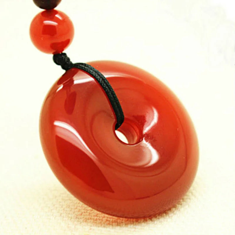 Natural Hand-carve Jade Pingan Buckle Necklace Pendant Men Women Luck