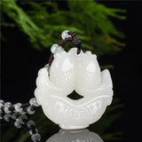 Hand-carved Jade Pisces Necklace Pendant Jewelry Men Women Luck