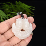 Hand-carved Jade Pisces Necklace Pendant Jewelry Men Women Luck