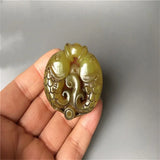 Natural Hand-carve Jade Pisces Necklace Pendant Luck