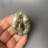 Natural Hand-carve Jade Pisces Necklace Pendant Luck