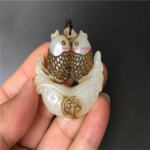 Natural Jade Pisces Pingan Fish Necklace Pendant Jewelry Men Women Luck