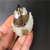 Natural Jade Pisces Pingan Fish Necklace Pendant Jewelry Men Women Luck
