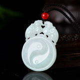 Hand-carve Jade Pixiu Pingan Buckle Necklace Pendant Men Women Luck Amulet