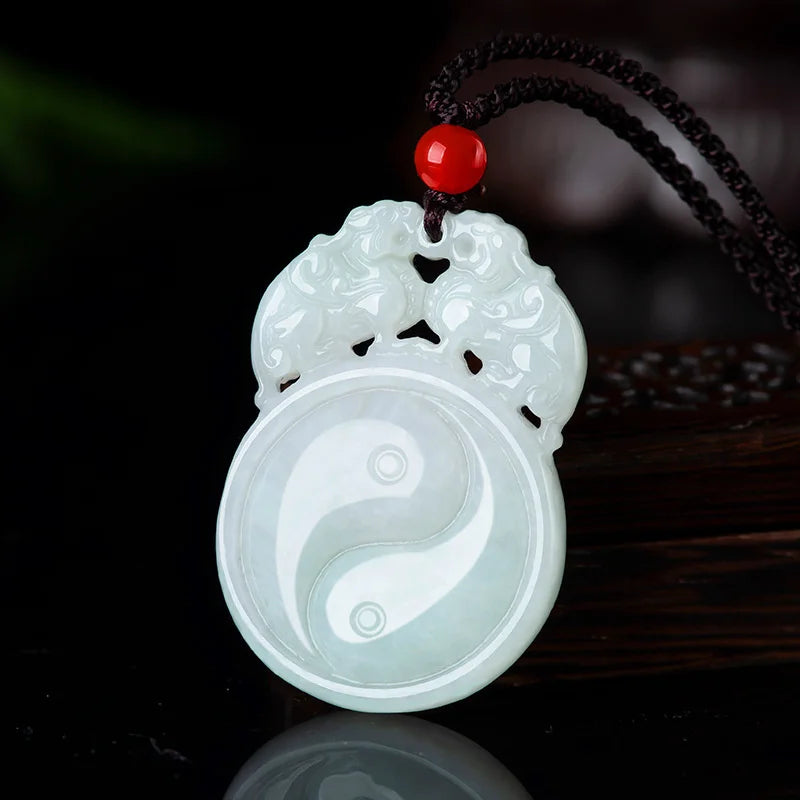Hand-carve Jade Pixiu Pingan Buckle Necklace Pendant Men Women Luck Amulet