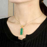 Hand-carve Jade Copper Plating 24k Bamboo Necklace Pendant Jewelry