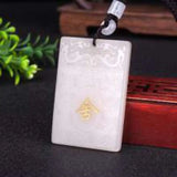 Hand-carve Pingan Jade Necklace Pendant Jewelry Luck