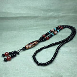 Hand-carve Tibetan Nine-Eyed Dzi Necklace Pendant Jewelry for Luck