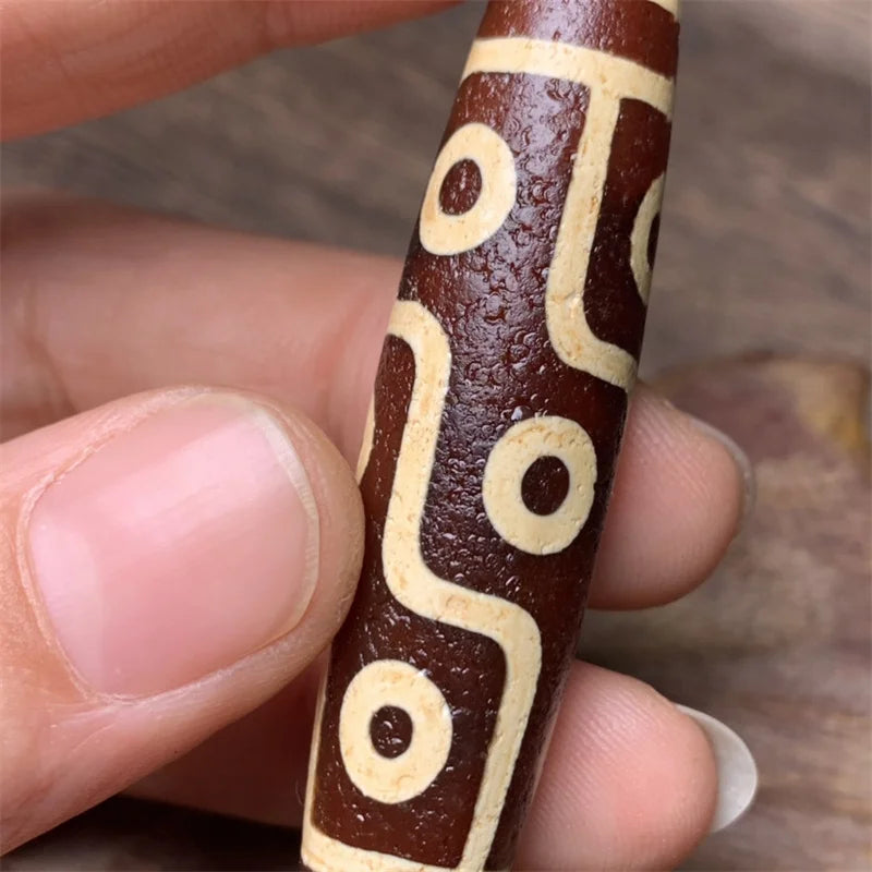 Hand-carved Tibetan Nine-Eyed Dzi Necklace Pendant Jewelry for Luck