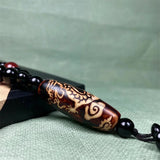 Hand-carve Tibetan Nine-Eyed Dzi Necklace Pendant Jewelry for Luck