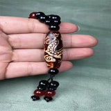 Hand-carve Tibetan Nine-Eyed Dzi Necklace Pendant Jewelry for Luck