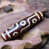 Hand-carved Tibetan Nine-Eyed Dzi Necklace Pendant Jewelry for Luck