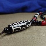 Hand-carve Tibetan Nine-Eyed Dzi Necklace Pendant Jewelry Men Women Luck Gifts