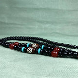 Hand-carve Tibetan Nine-Eyed Dzi Necklace Pendant Jewelry for Luck