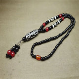 Hand-carve Tibetan Nine-Eyed Dzi Necklace Pendant Jewelry Men Women Luck Gifts