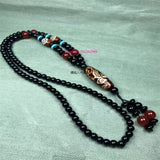 Hand-carve Tibetan Nine-Eyed Dzi Necklace Pendant Jewelry for Luck