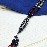 Hand-carve Tibetan Nine-Eyed Dzi Necklace Pendant Jewelry Men Women Luck Gifts