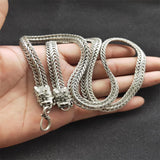 Hand-carve Tibetan Silver Dragon Head Necklace Pendant Jewelry Men Women Luck