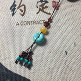 Hand-Carve Turquoise Pingan Buckle Necklace Pendant Jewelry Men Women