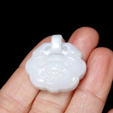 Hand-carve Jade Animal Face Lock Necklace Pendant
