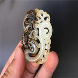 Hand-carved Jade Dragon Phoenix Necklace Pendant Men Women Luck